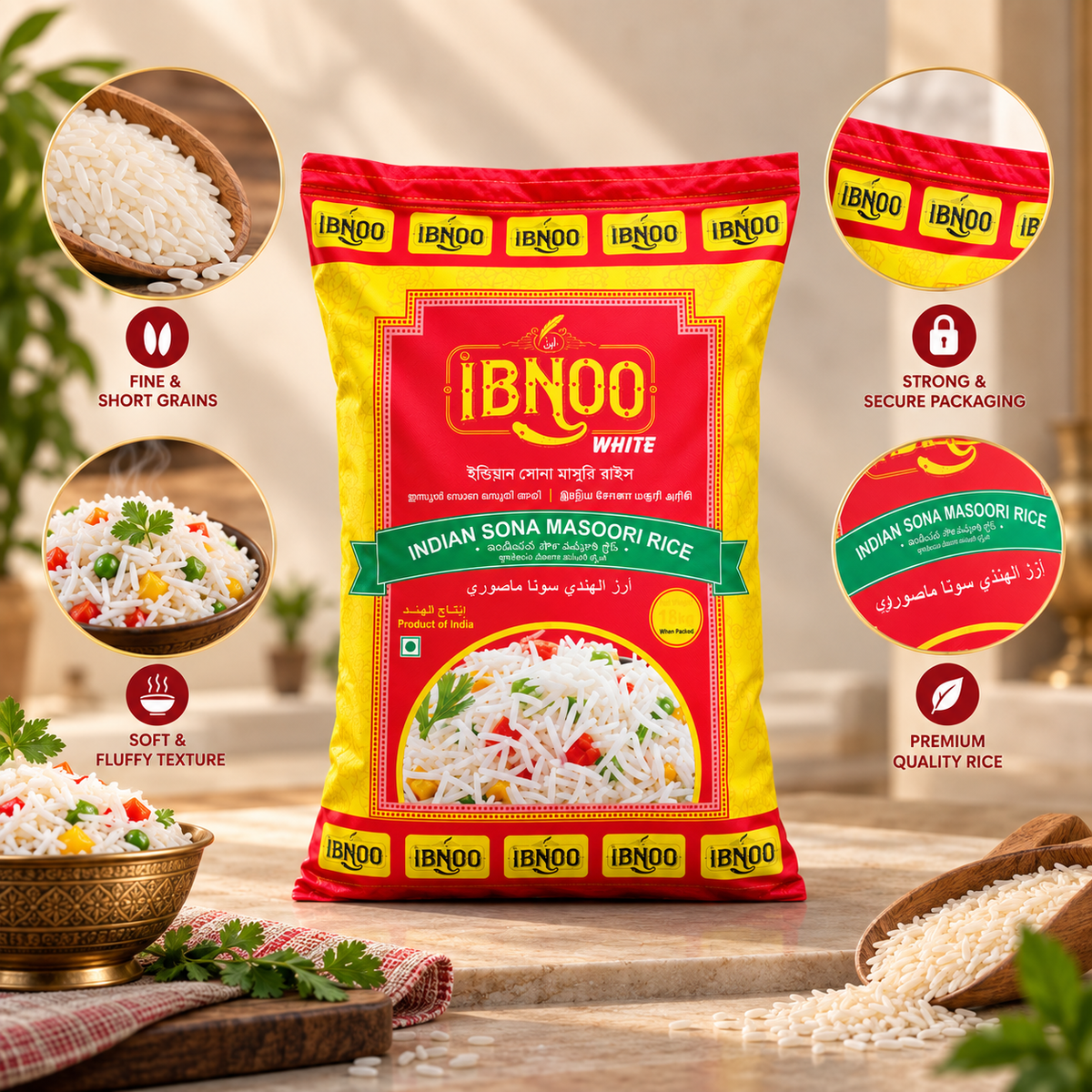 Ibnoo White Indian Sona Masoori Rice