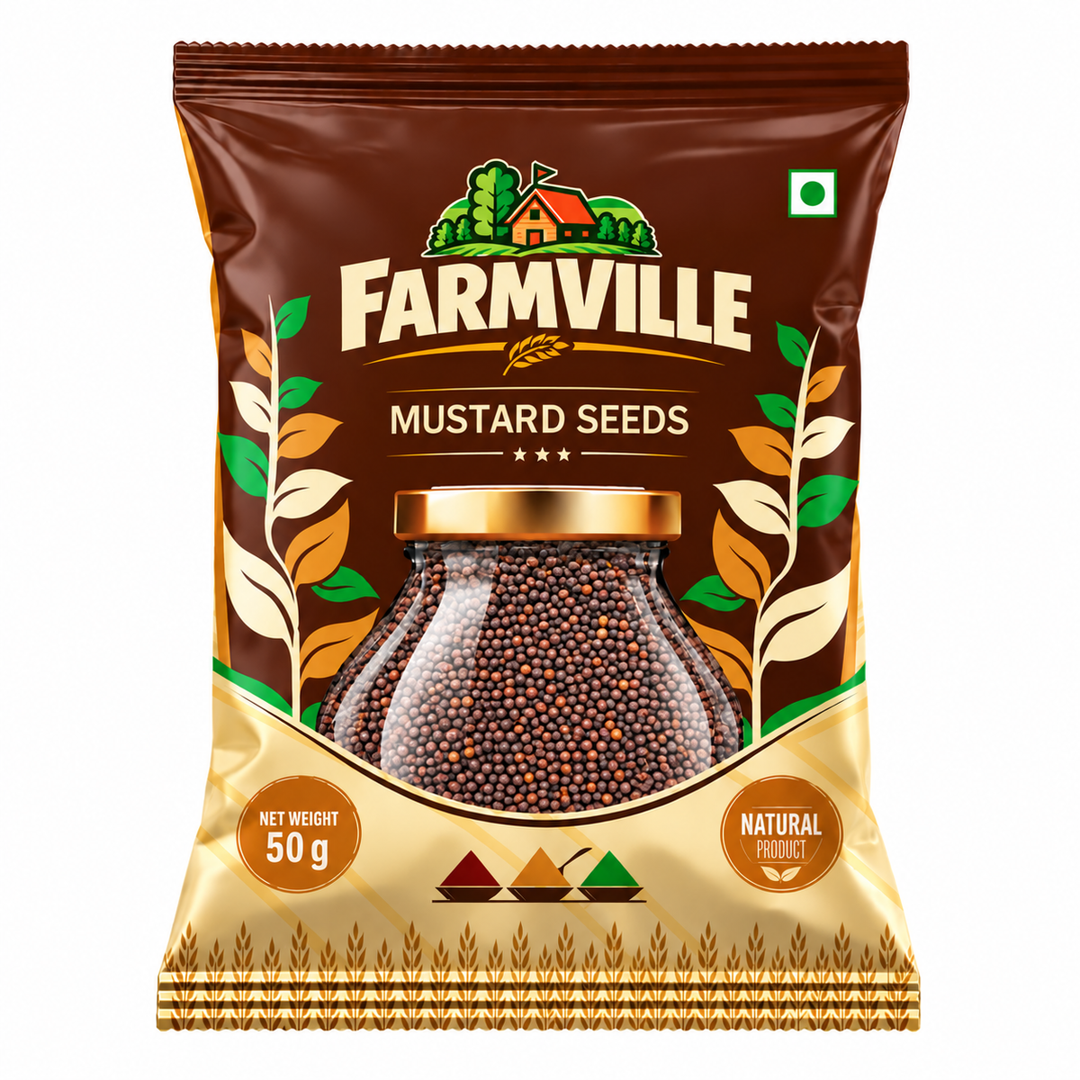 FarmVille Mustard Seeds 50g | Whole Rai | Aromatic Seeds for Tadka & Everyday Cooking