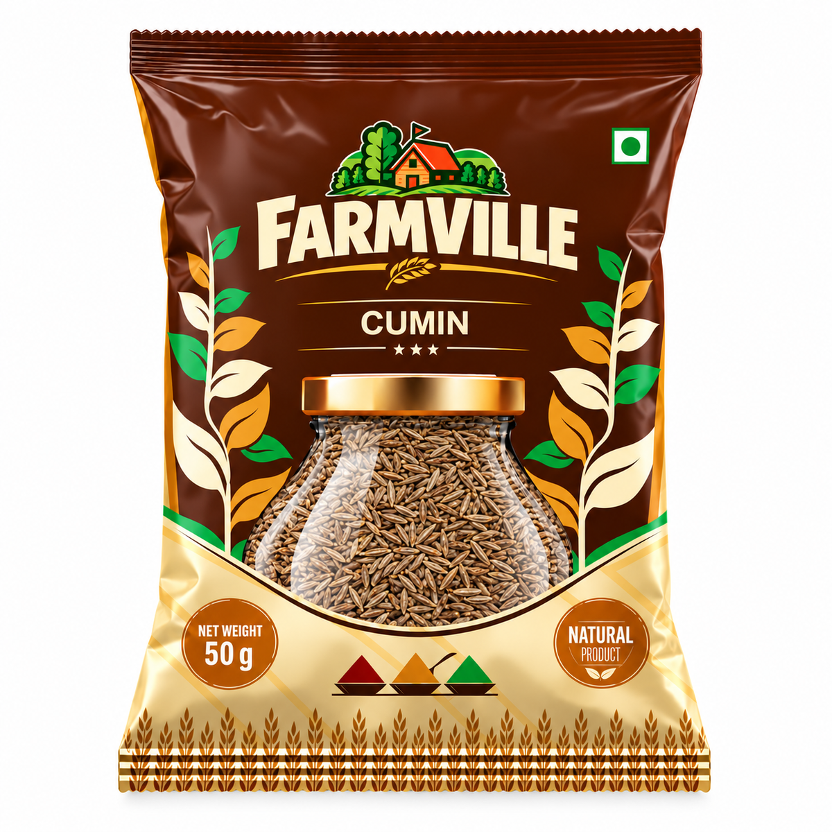 FarmVille Cumin Seeds (Jeera) 50g | Whole Aromatic Cumin | Natural Everyday Spice