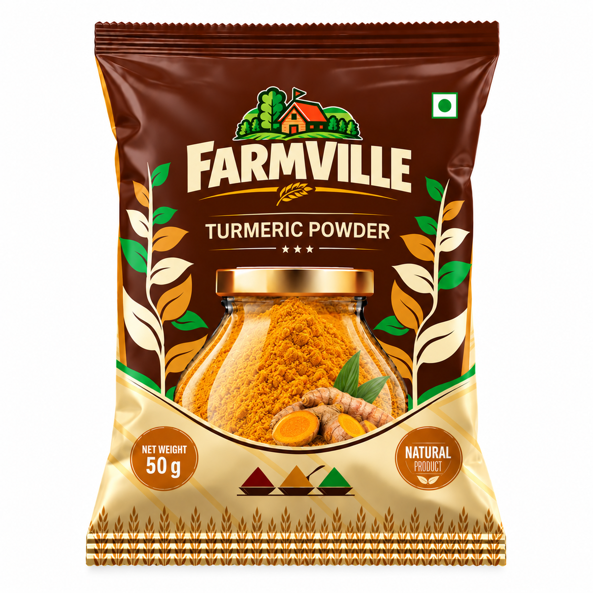 FarmVille Turmeric Powder 50g | Haldi | Rich Golden Colour & Earthy Flavour