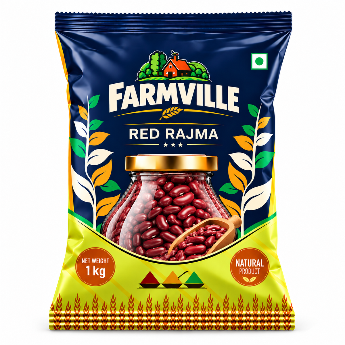 FarmVille Red Rajma 1kg | Red Kidney Beans | Protein & Fibre-Rich Beans for Everyday Meals
